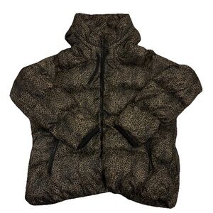 Sam Edelman Women’s Cheetah Print Puffer Coat Size XXL Hood Zip Pockets Jacket